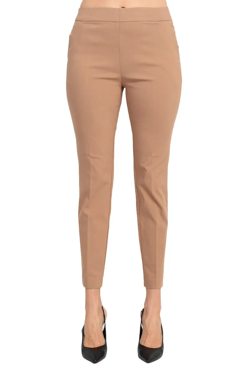 Counterparts Banded Mid Waist Slim Leg Stretch Crepe Pant