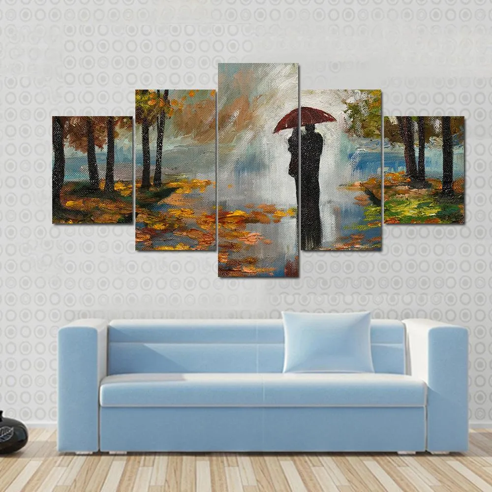 Couple In The Forest Canvas Wall Art