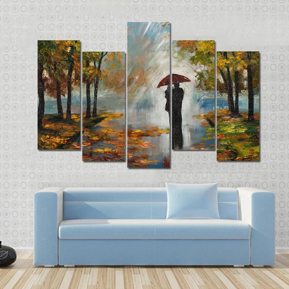 Couple In The Forest Canvas Wall Art