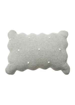 Coussin Tricoté Biscuit Gris