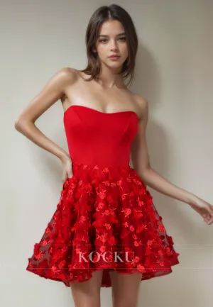 Couture & Ornate Off-Shoulder A-Line Flower Party Homecoming Dress