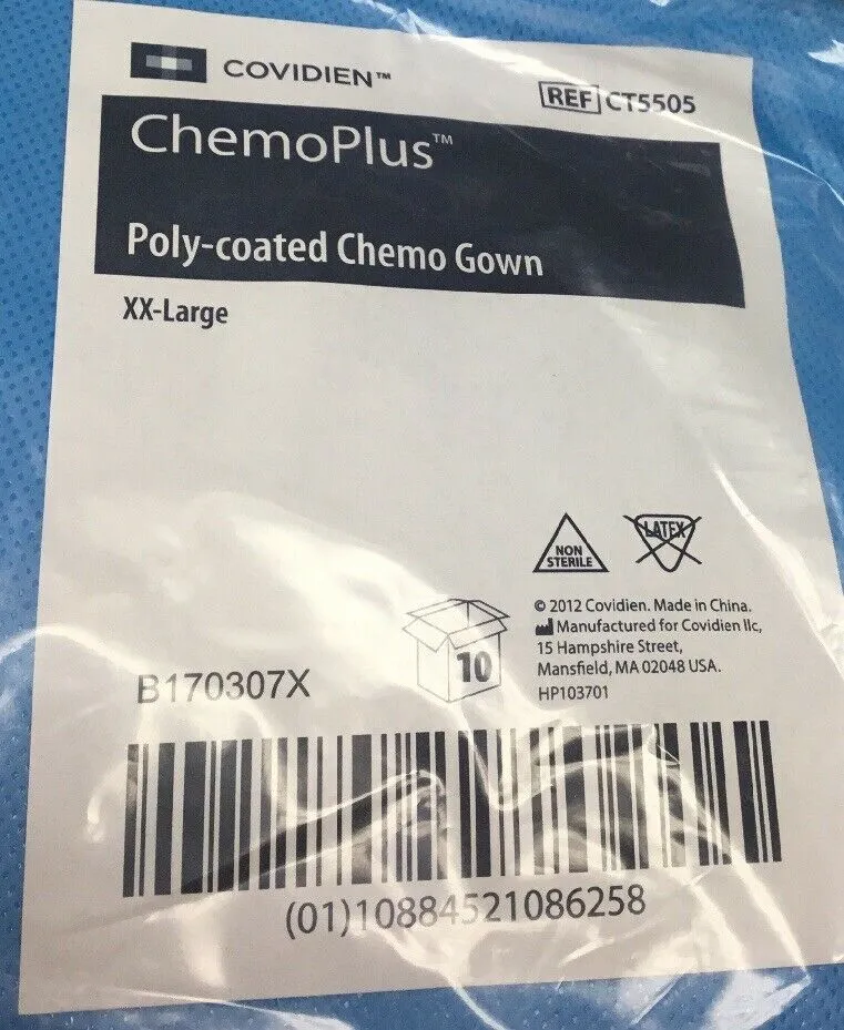 Covidien CT5005 ChemoPlus Poly-coated Chemo Gown