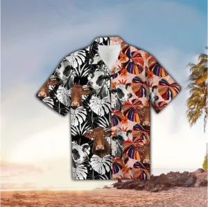 Cow Floral Colorful Hawaiian Shirt, Hawaii Shirt Men, Aloha Shirt, Tropical Sleeve Summer