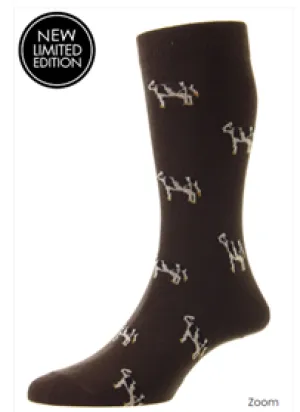 Cow - HJ62 COW COTTON RICH SOCKS - HJ62 DARK BROWN