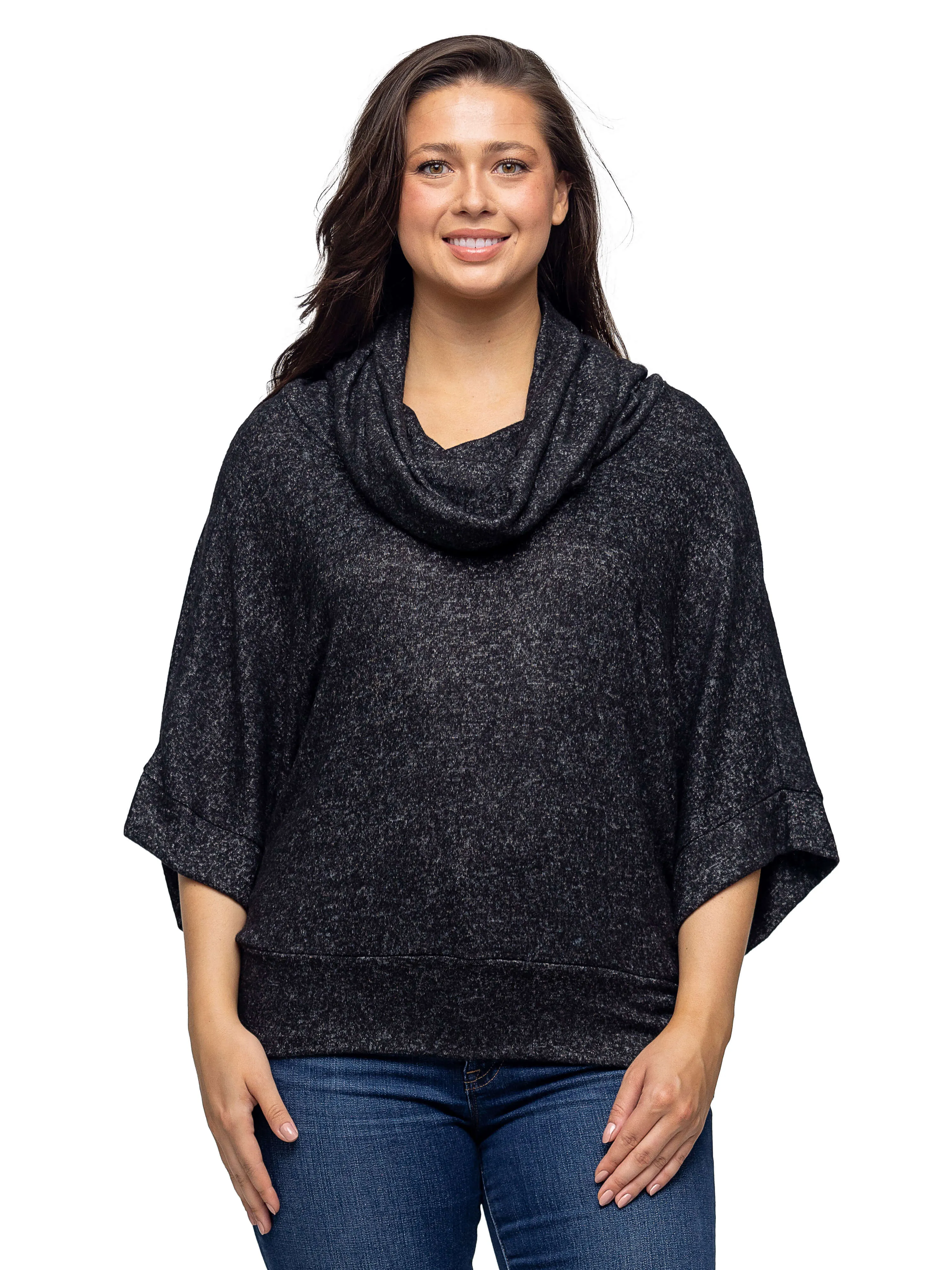 Cowl Neck Dolman Sleeve Sweater Top