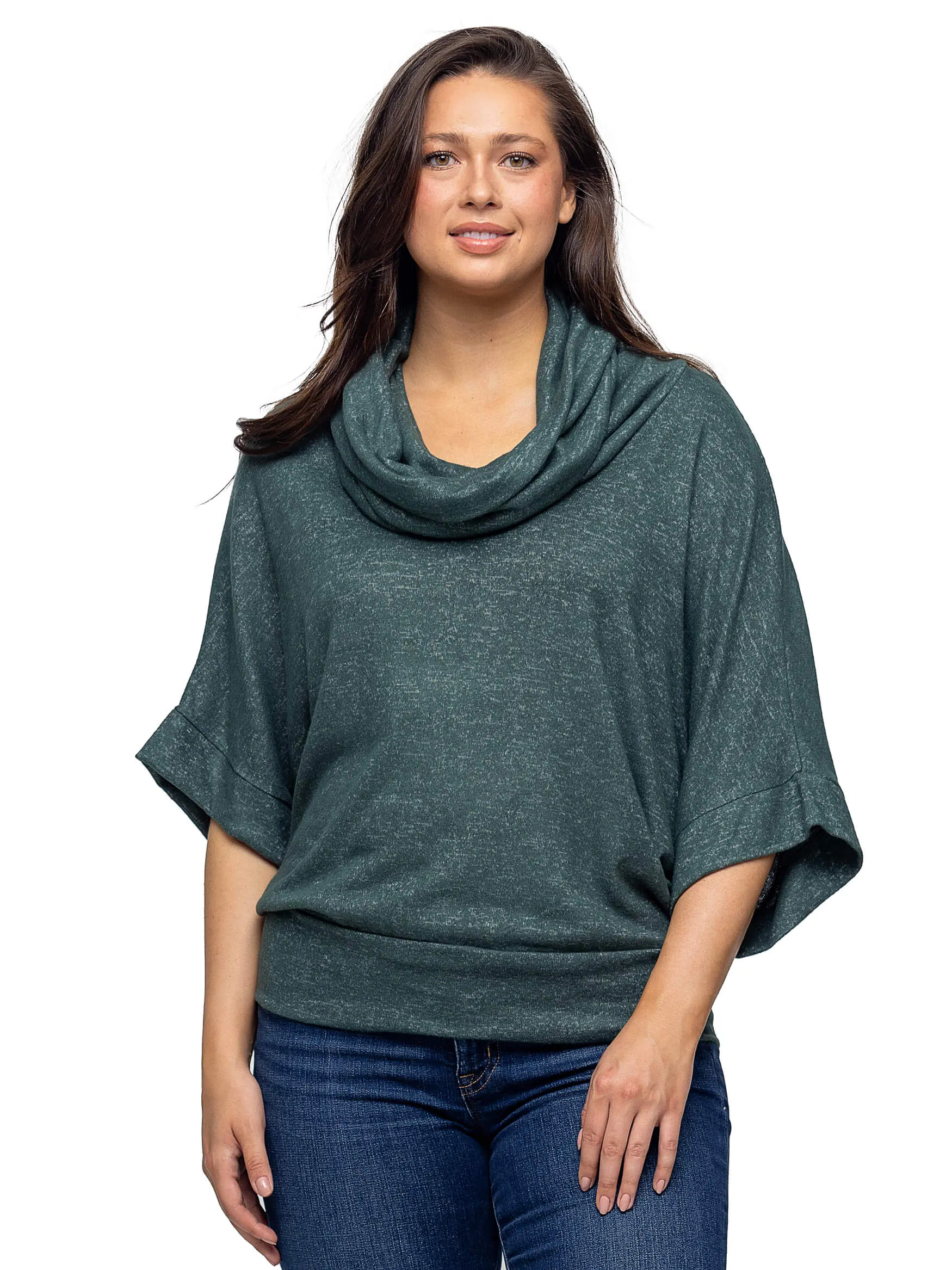 Cowl Neck Dolman Sleeve Sweater Top