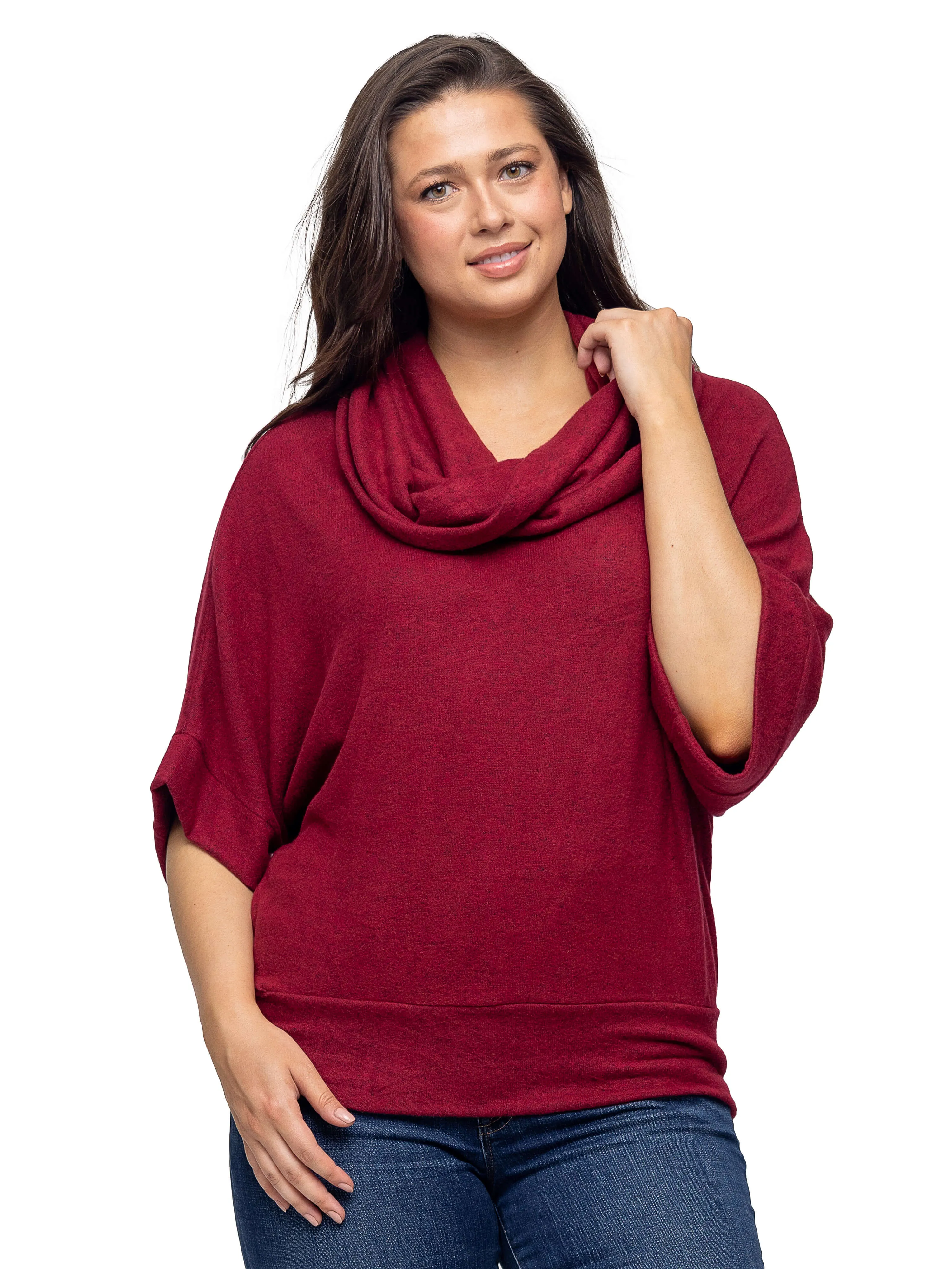 Cowl Neck Dolman Sleeve Sweater Top