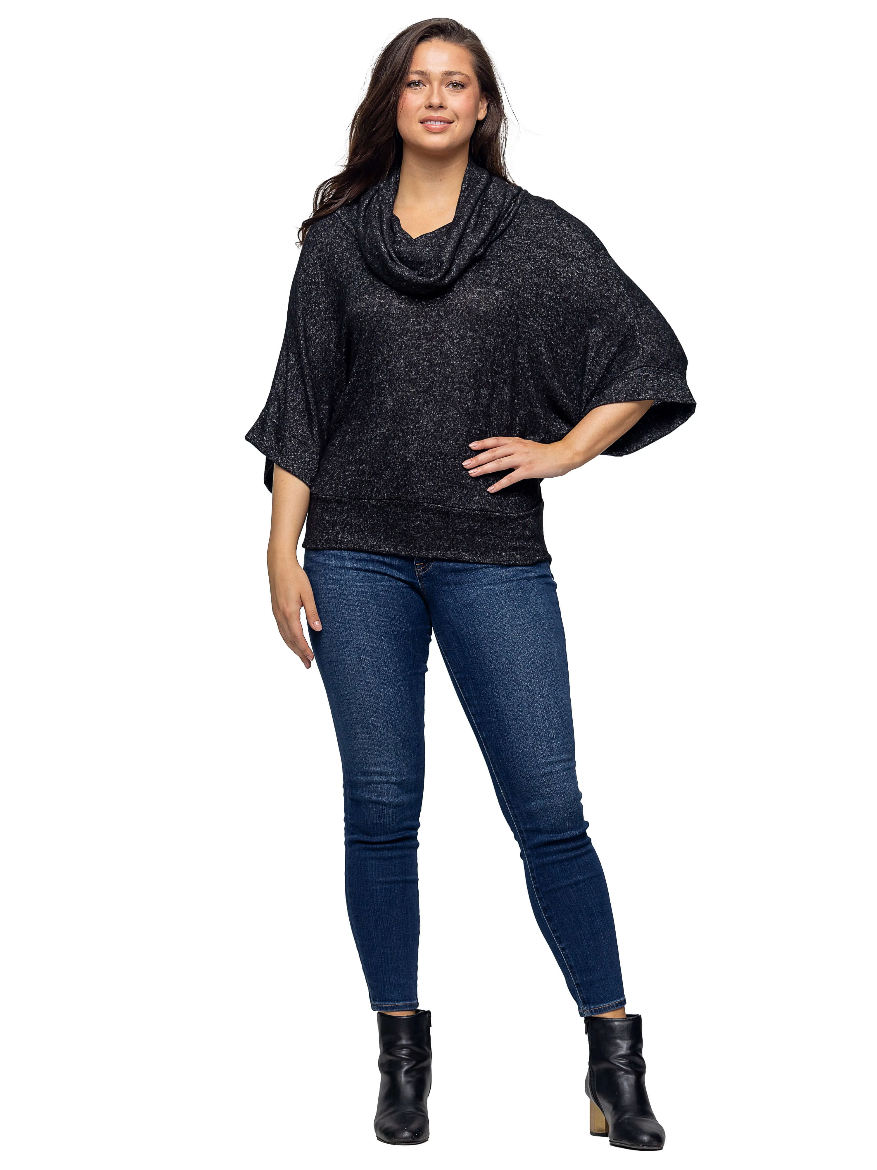 Cowl Neck Dolman Sleeve Sweater Top