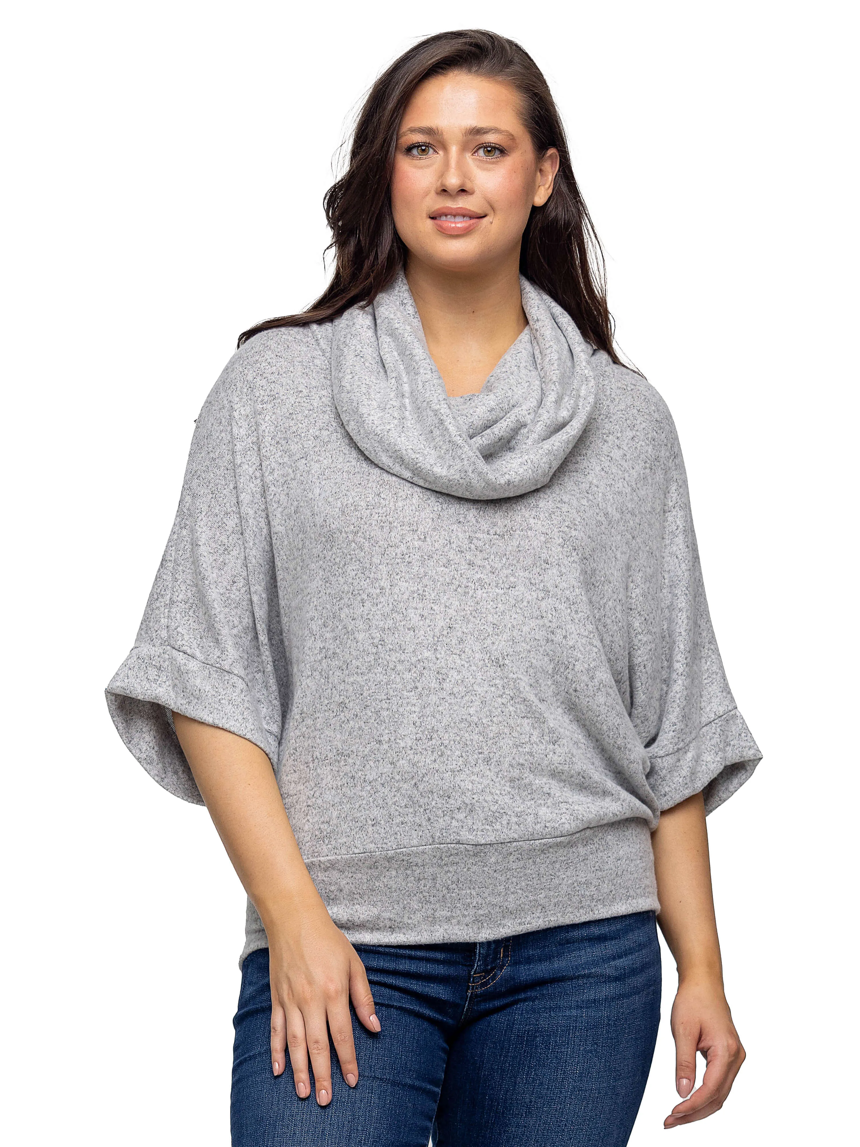 Cowl Neck Dolman Sleeve Sweater Top