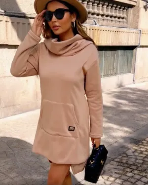 Cowl Neck Sweatshirt Dress