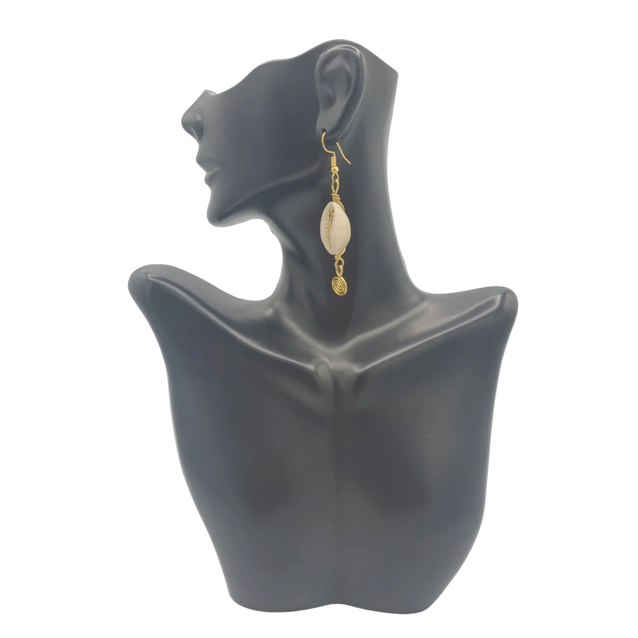 Cowrie Shell Brass Earrings