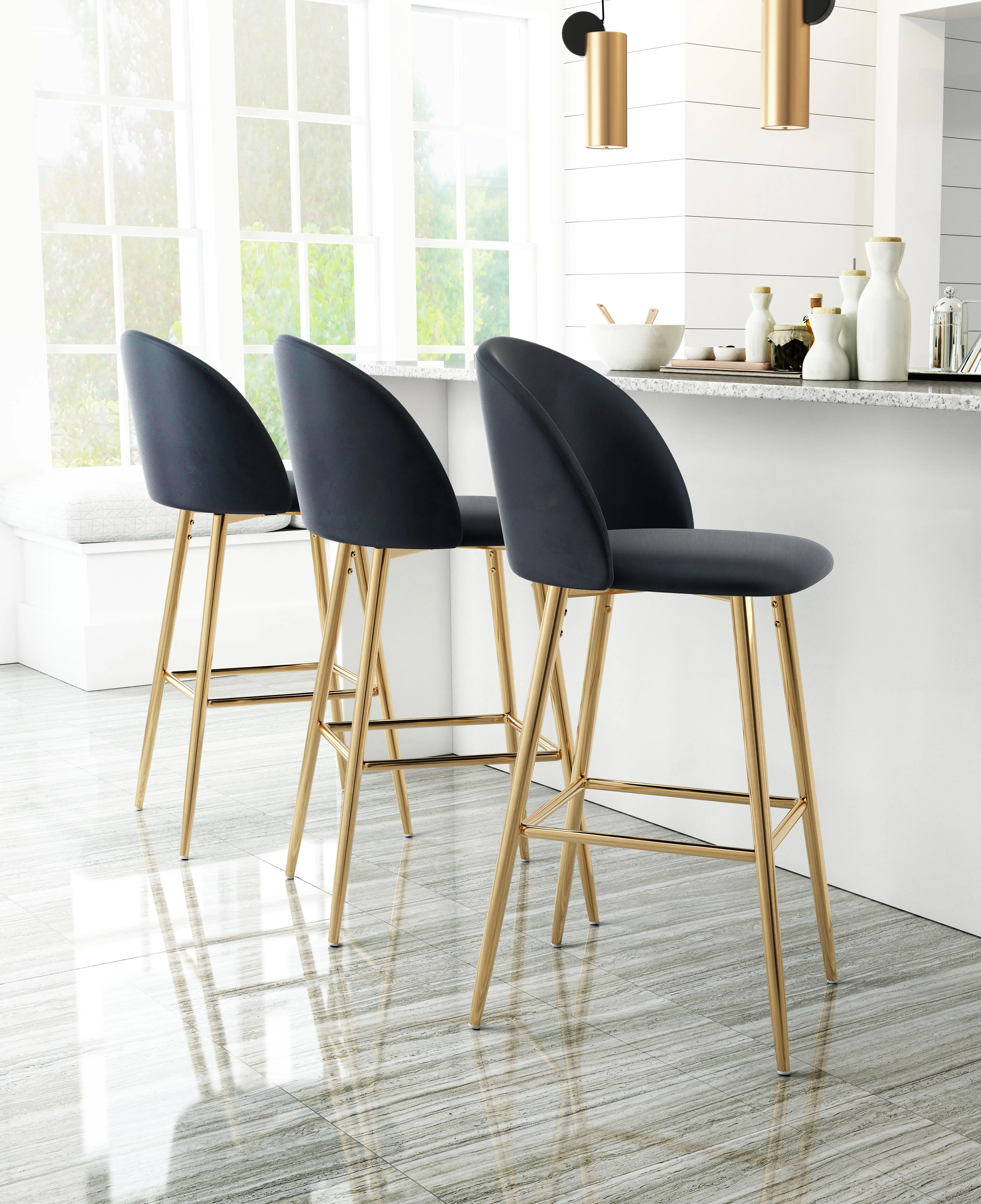 Cozy Barstool Black & Gold