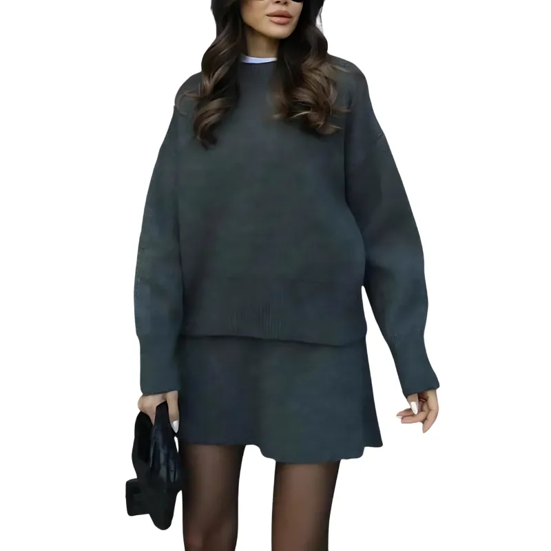 Cozy Knit Sweater And Skirt Two Piece Set