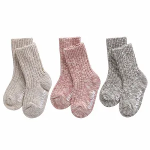 Cozy Ribbed Socks (Pink/Beige/Grey)