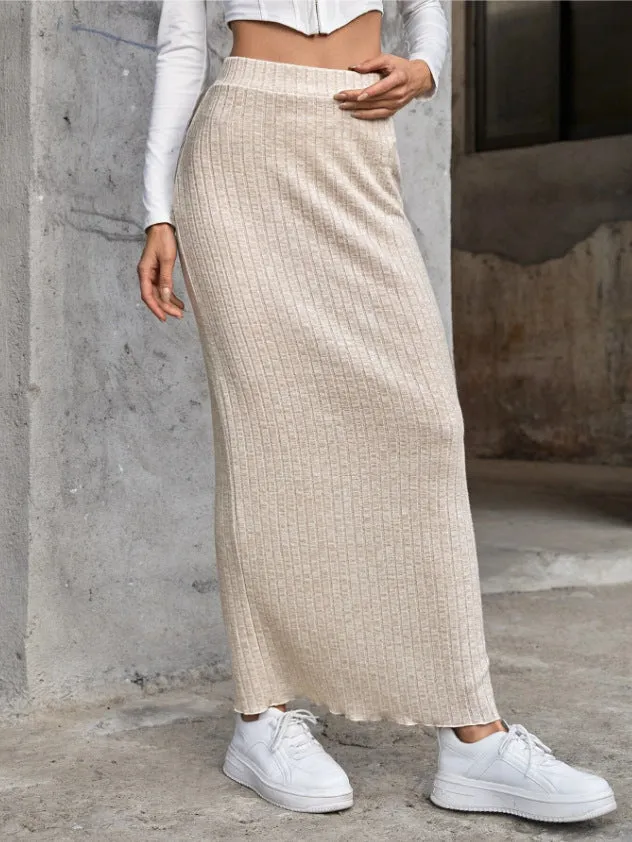 CozyKnit High-waisted slim-fitting knitted skirt