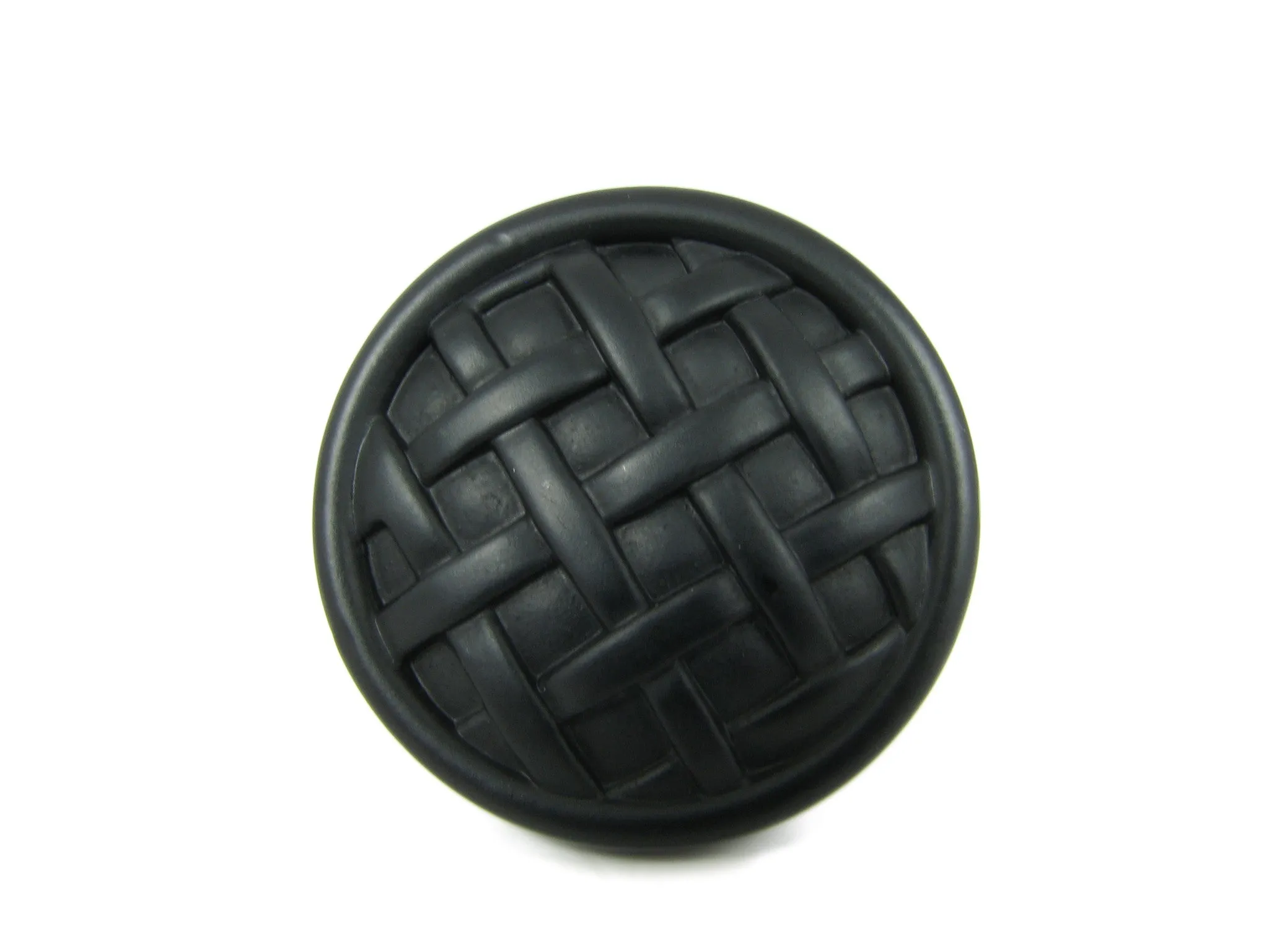 CP28-MB   Matte Black Basket Weave Cabinet Knob