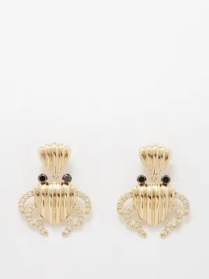 Crab diamond & 9kt gold earrings