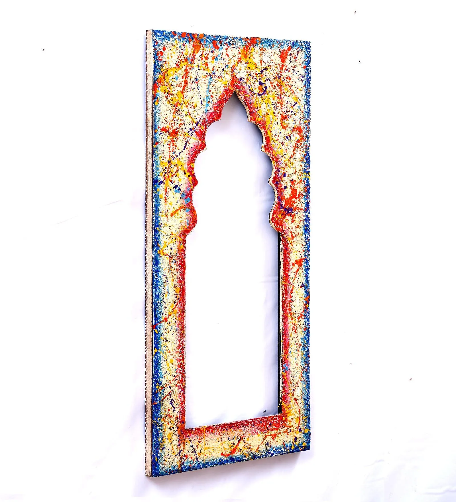 CRAFT TREE Mdf Handpainted Rectangle Wall Hanging White Colour Jharokha Frame