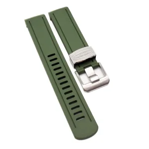 Crafter Blue 20mm Army Green Curved End Vulcanized Rubber Watch Strap For Seiko Sumo