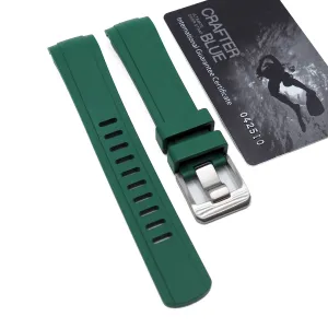 Crafter Blue 20mm Green Curved End Vulcanized FKM Rubber Watch Strap For Rolex