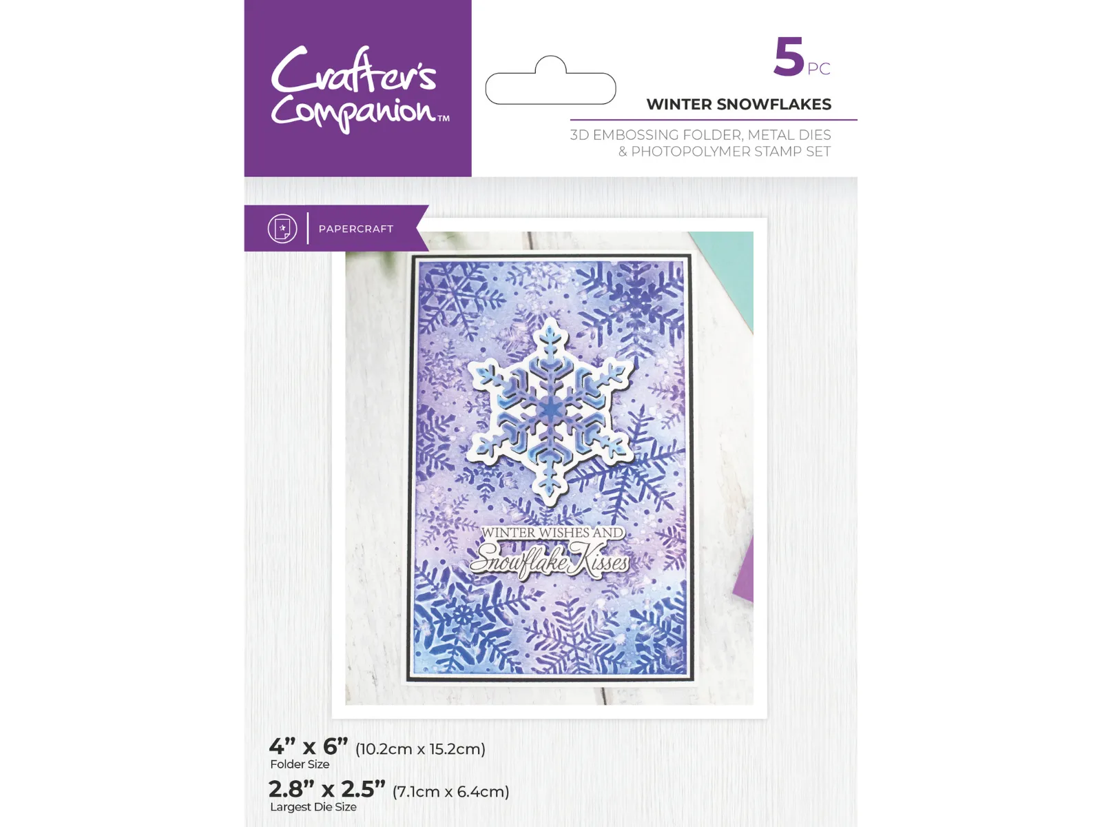 Crafter's Companion 3D Embossing Folder, Metal Die & Photopolymer Stamp - Winter Snowflakes