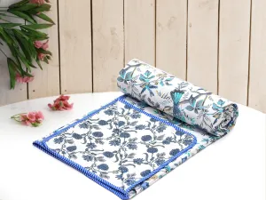 Craftino Pure Cotton Soft Reversible Printed Lightweight AC Blanket | Single Bed Cotton Dohar (D1, Double)