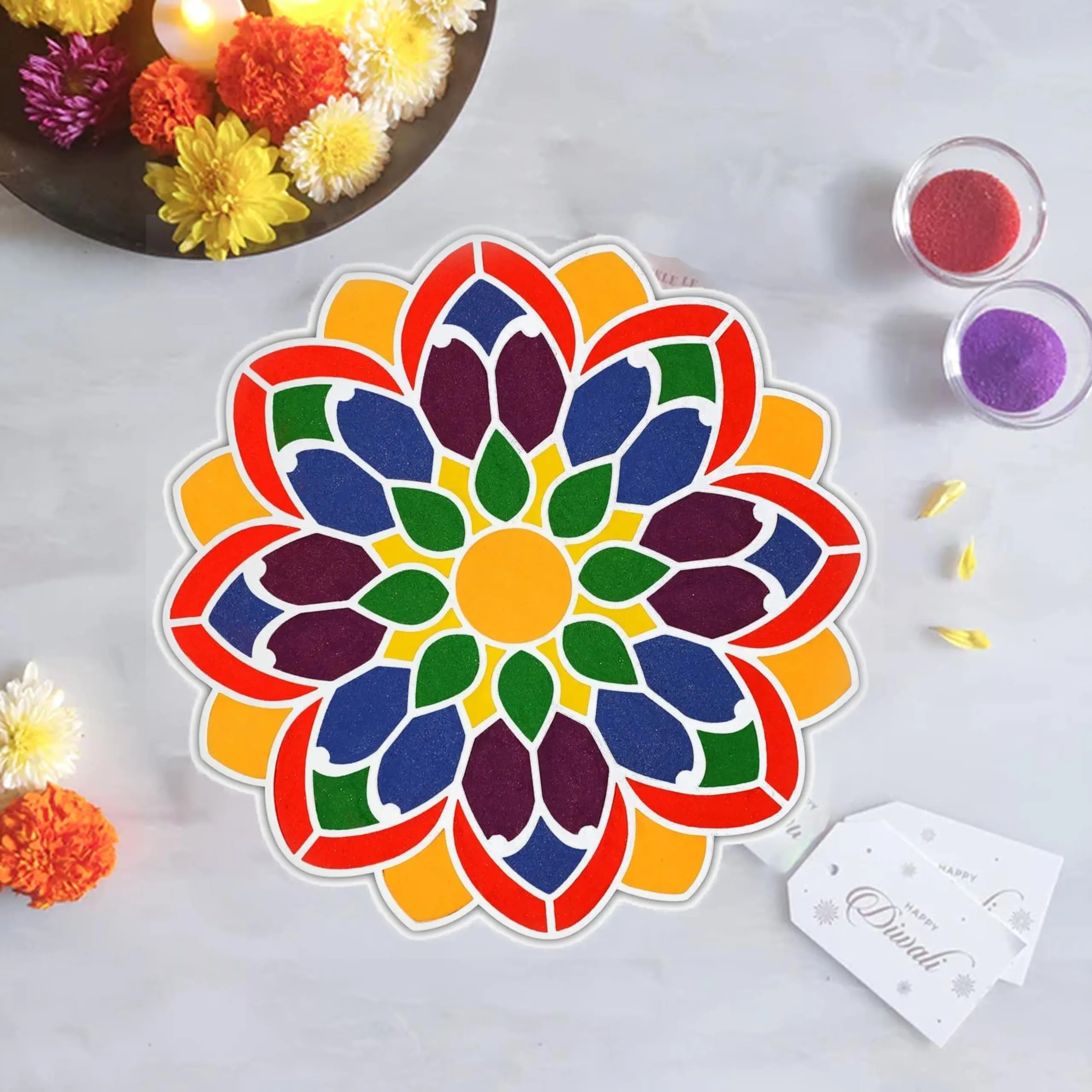 Craftvatika Riddhi Rangoli Design for Diwali Decoration Item for Home and Diwali Gifts - 12 Inch Riddhi Rangoli Stencils for Office & Living Room, Hall Diwali Festival Item