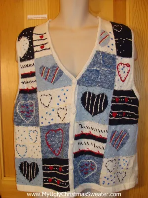 Crafty Cheap Heart Love Themed  Ugly Sweater Vest