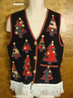 Crafty Cute Christmas Sweater Vest with Button Trees