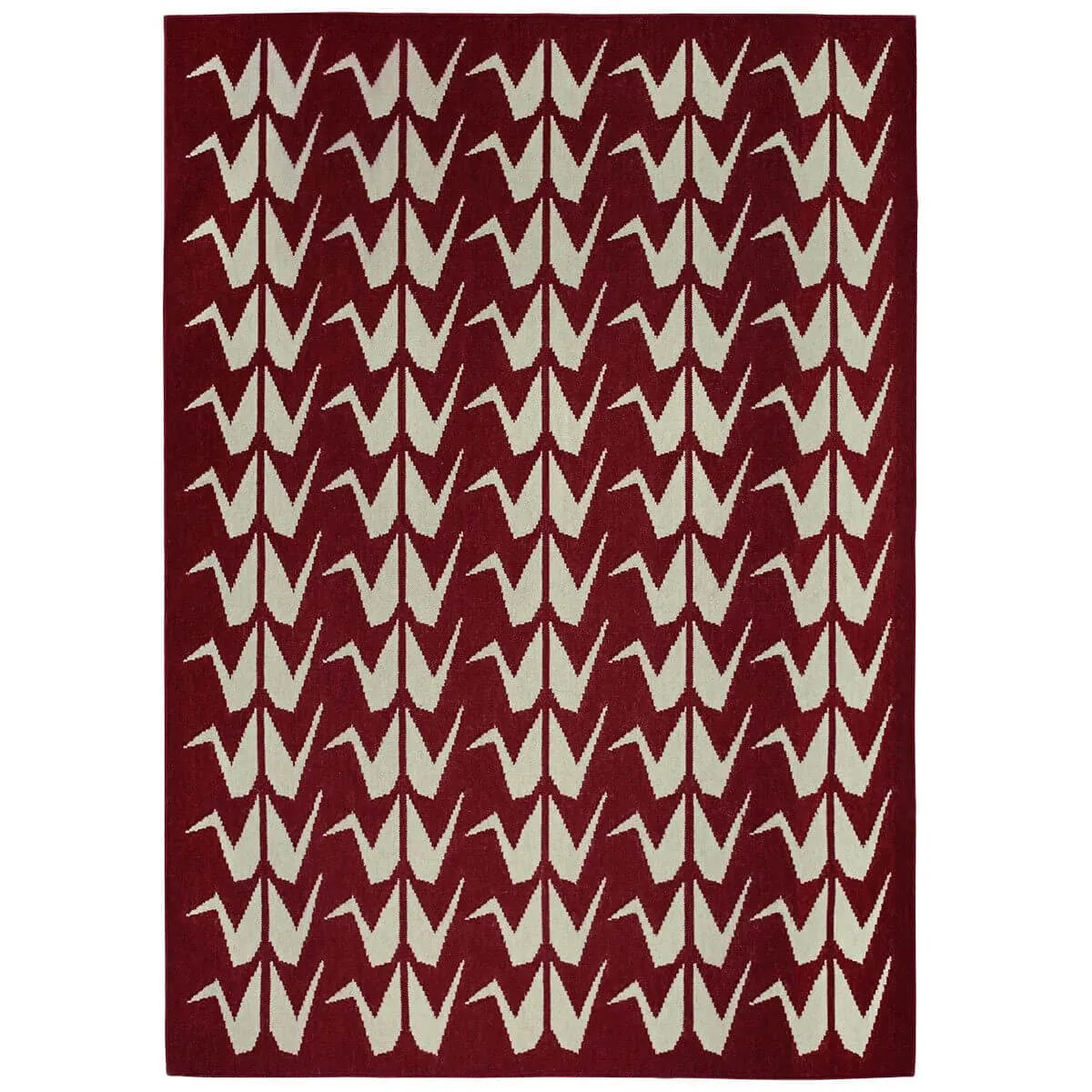 Crane Flatweave Rug - Maroon and Grey