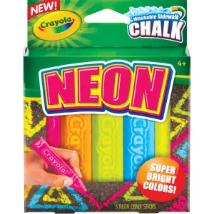 CRAYOLA NEON COLOURED WASHABLE SIDEWALK CHALK 5 PACK