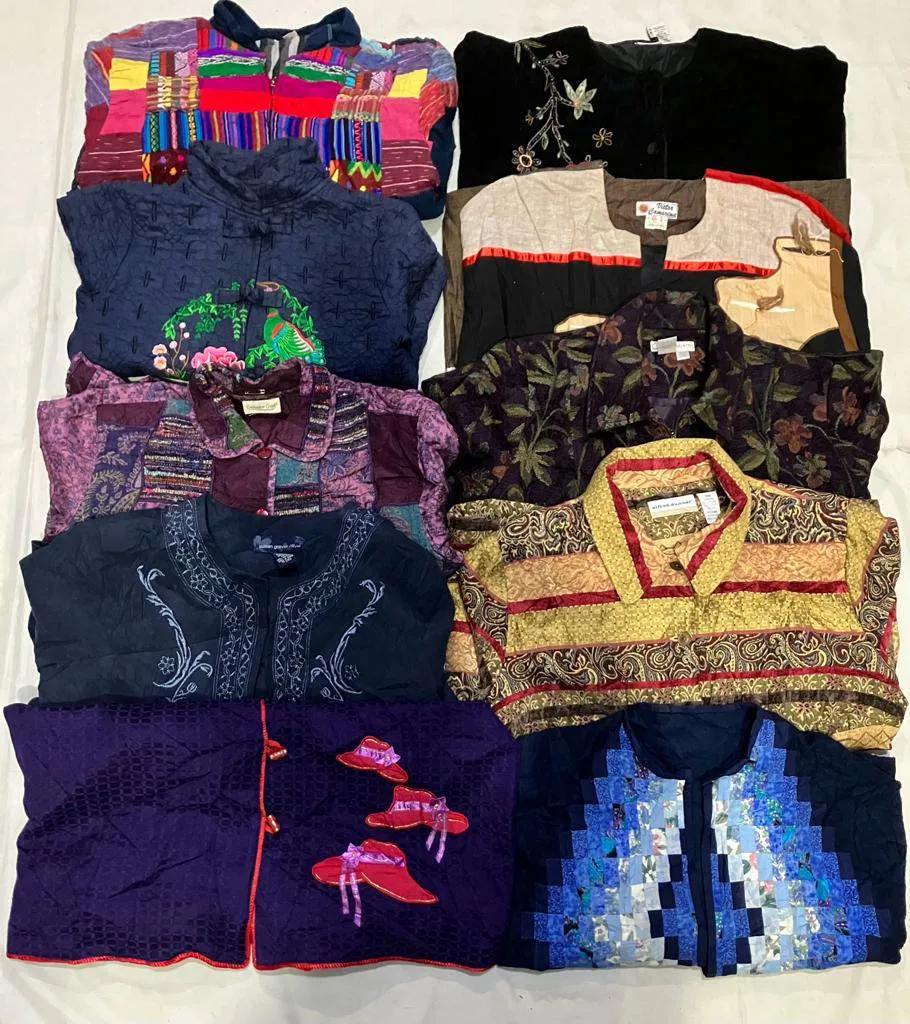 Crazy Design Embroidery Fleece Jackets, 17 Pieces