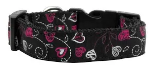 Crazy Hearts Nylon Collars Black Medium