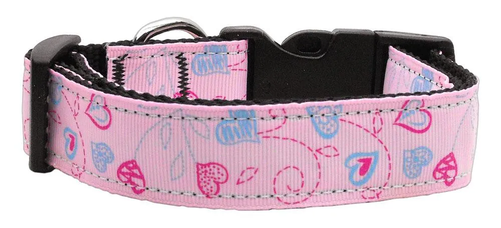 Crazy Hearts Nylon Collars Light Pink Sm