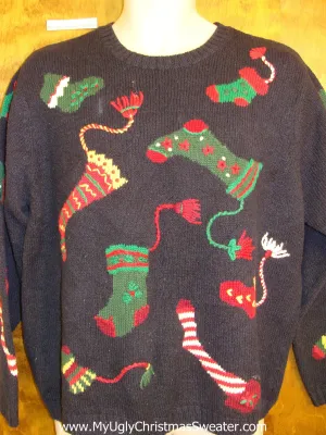 Crazy Toppling Stockings Cheesy Christmas Jumper Sweater