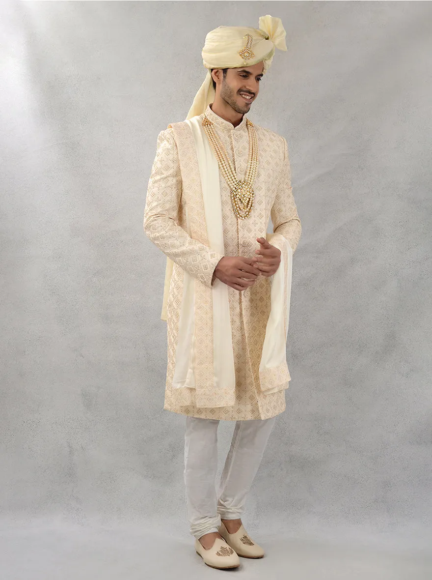 Cream & Gold Sherwani | Azania