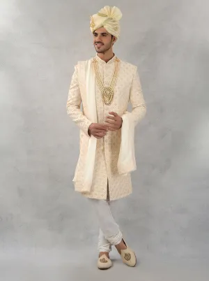 Cream & Gold Sherwani | Azania