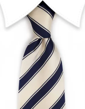 Cream & Navy Striped Tie