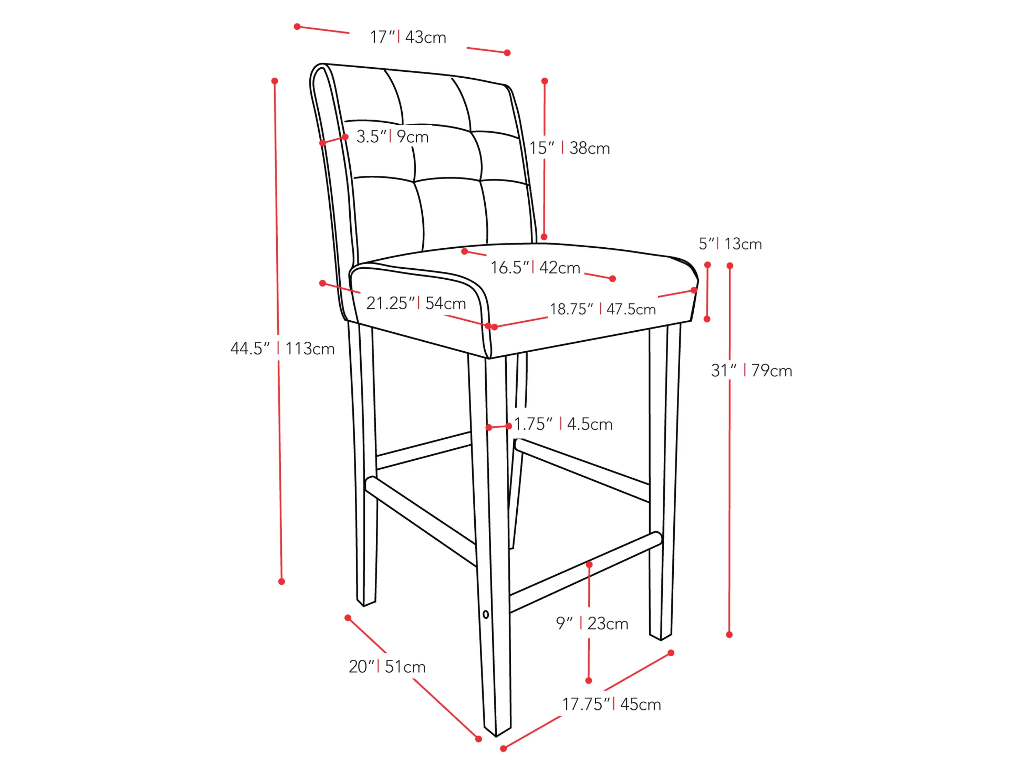 Cream Bar Height Bar Stool