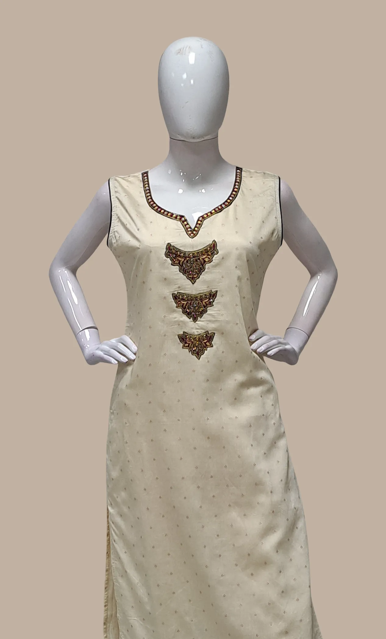 Cream Embroidered Punjabi