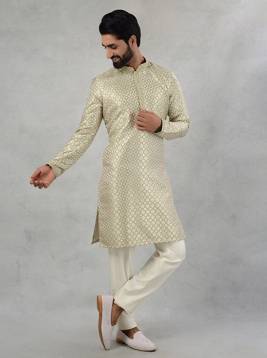 Cream Green Kurta Pajama | TULA