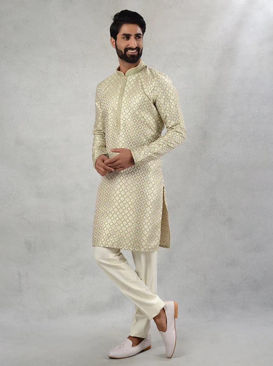 Cream Green Kurta Pajama | TULA