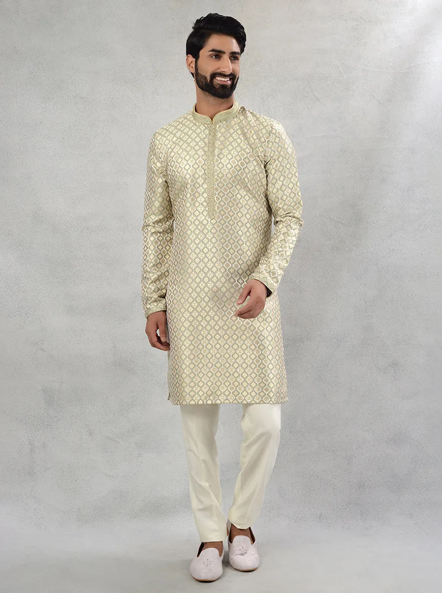 Cream Green Kurta Pajama | TULA