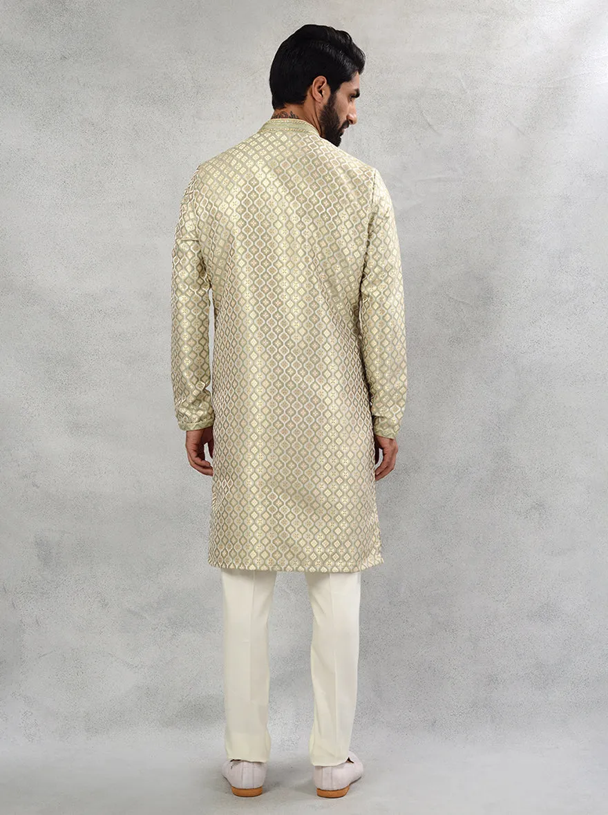 Cream Green Kurta Pajama | TULA