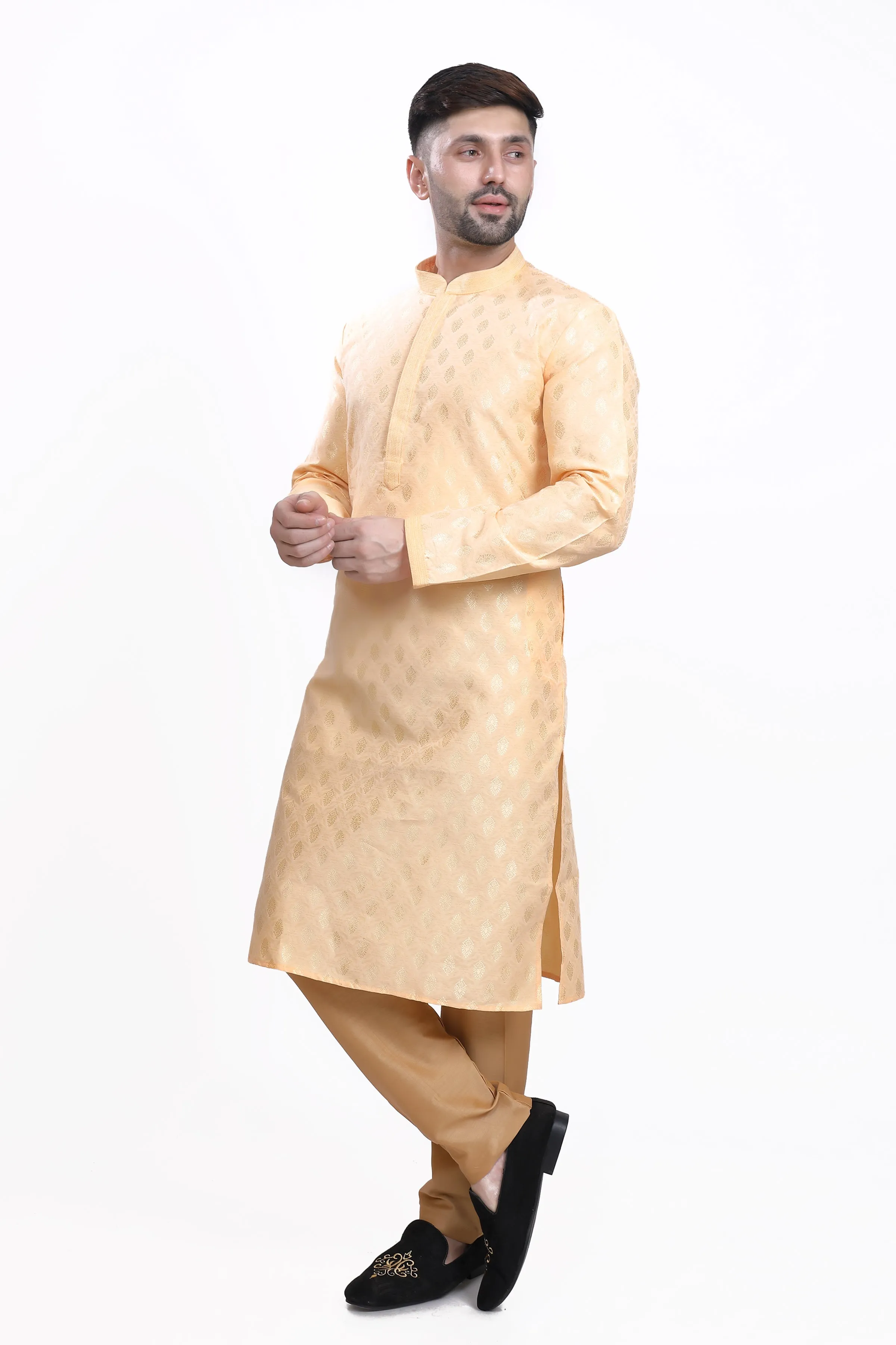 Cream mens kurta pyjama set