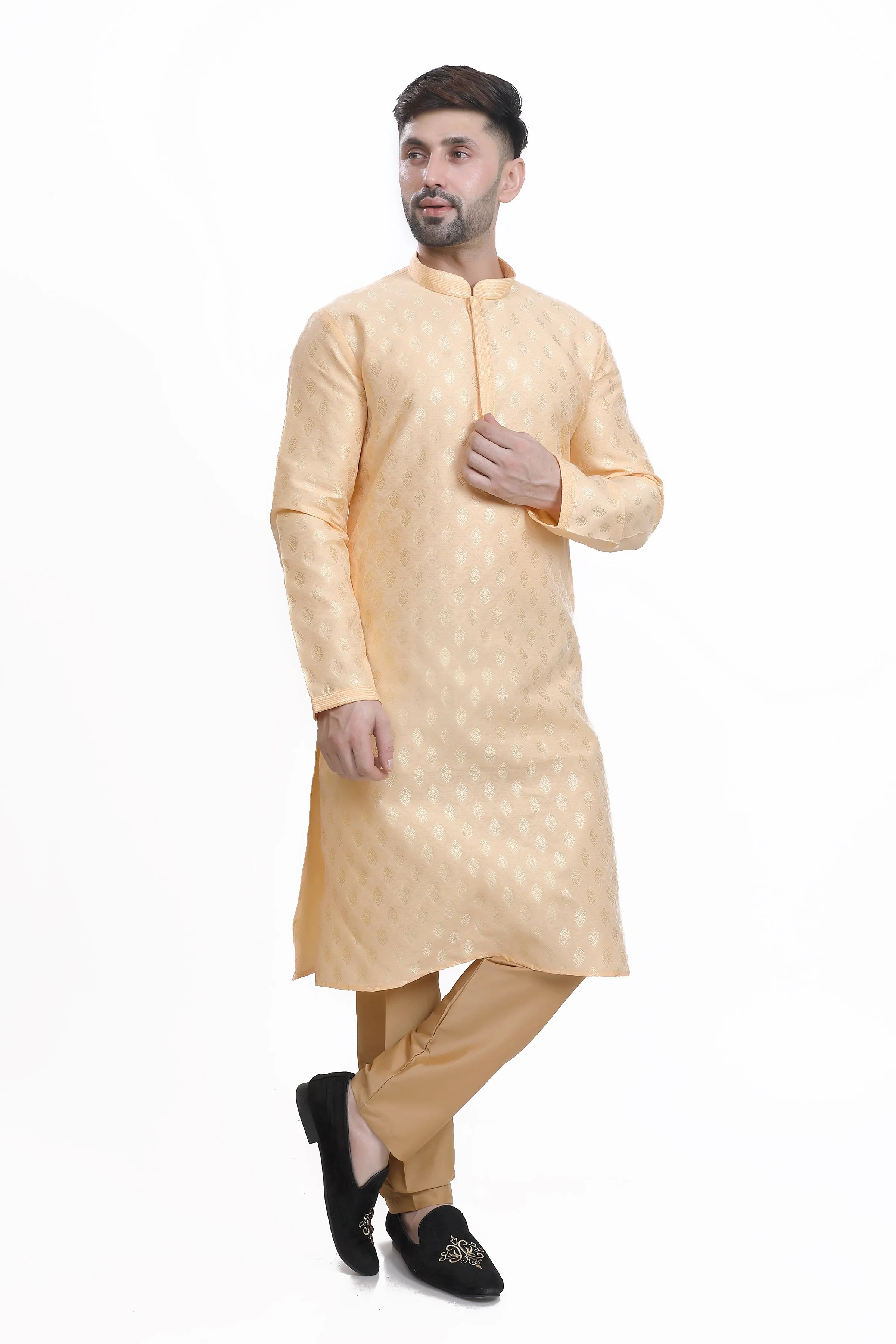 Cream mens kurta pyjama set