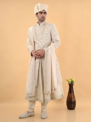 Cream Multi Sherwani | TULA