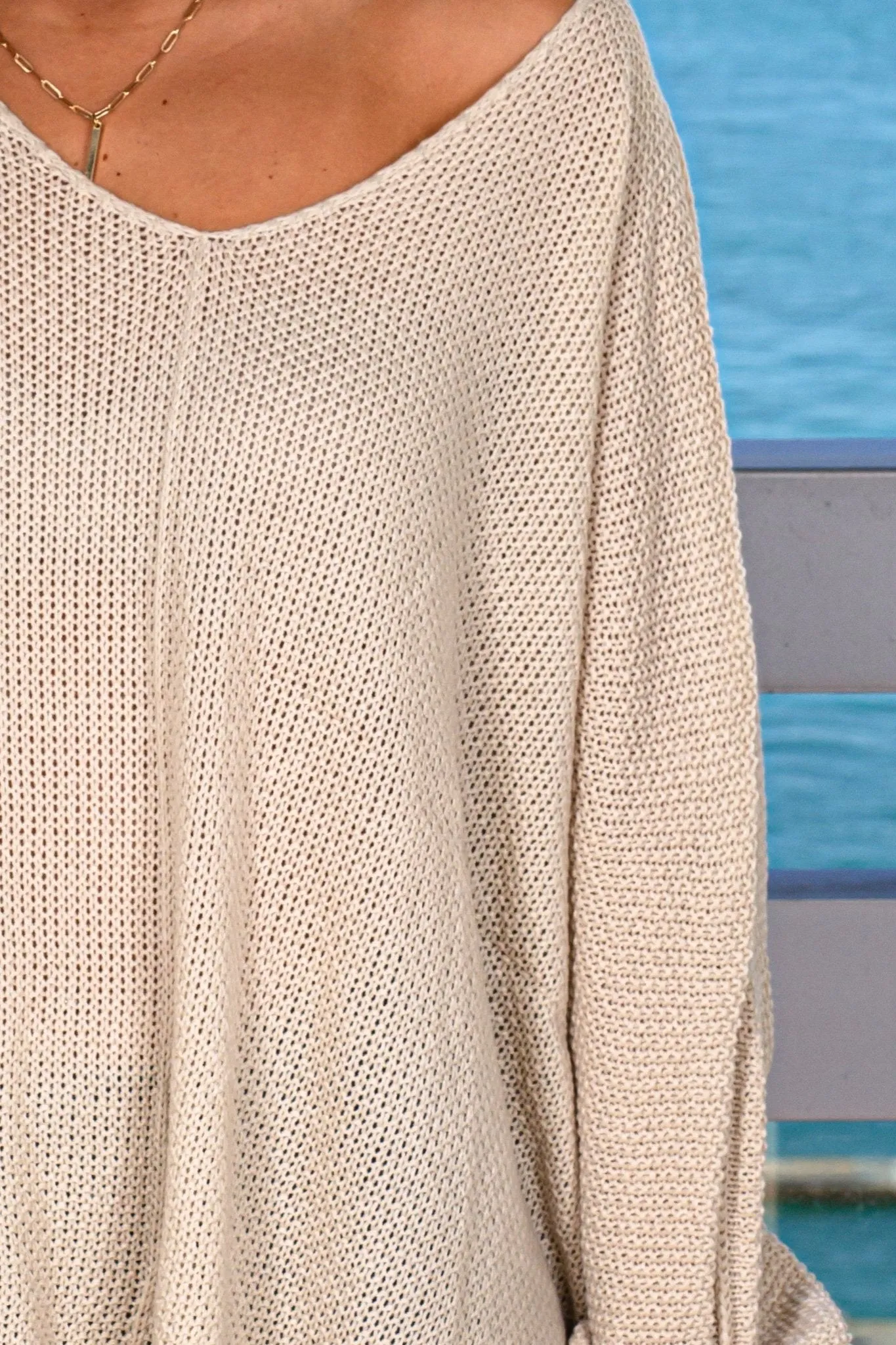 Cream Oversized Knit Sweater