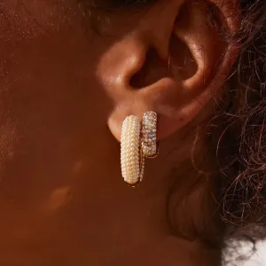 Cream Pearl Hoop Earrings