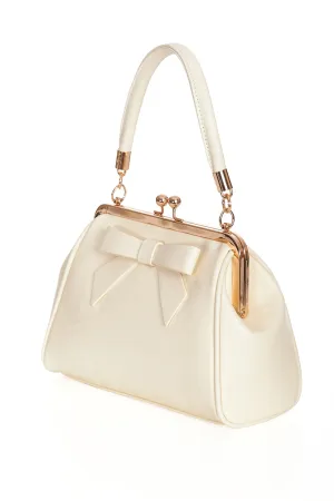 Cream Retro Patent Handbag